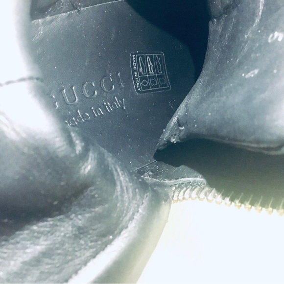 PRE-OWNED 100% AUTHENTIC GUCCI BLACK LEATHER WOMEN'S ANKLE BOOT SZ 5 LACE ZIPPER - Picture 4 of 11